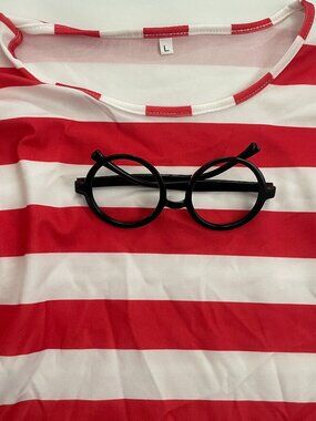 Where’s Waldo Costume Shirt & Glasses Set